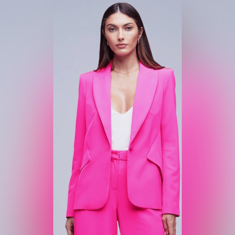 NWT L’AGENCE CHAMBERLAIN PEAK LAPEL BLAZER IN PINK GLO SIZE 12